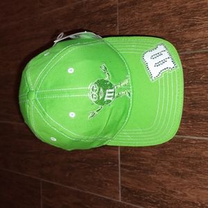 Chase Authentics NASCAR M&M Jewel Sequins Studded Green Strapback Hat Cap New